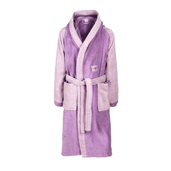 Μπουρνούζι Παιδικό Με Κουκούλα Kids Bath Happy Smile Purple Cotton Dimcol 1Τεμ