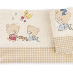 Πετσέτες Βρεφικές Σετ Baby Bath Happy Bears Ecru 22 Με Κέντημα Cotton Dimcol 2Τεμ