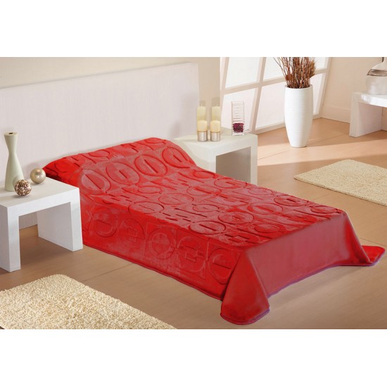 Κουβέρτα Βελουτέ Μονή Ανάγλυφο Red Dimcol (160x220) 1Τεμ