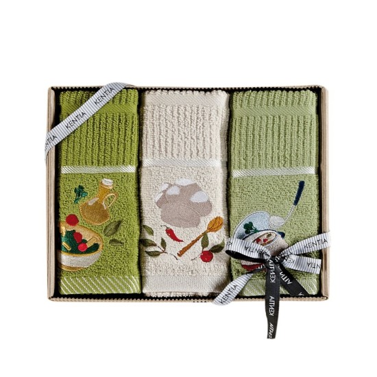 Πετσέτες Κουζίνας Με Κέντημα Σετ Loft Regalo 232 Cotton Kentia (40x70) 3Τεμ