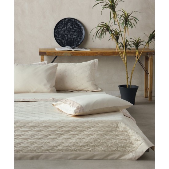 Κουβερλί Νυφικό Υπέρδιπλα Σετ Serenity Coraline Satin 200TC Cotton Kentia (230x250) 3Τεμ