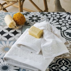 Πετσέτες Με Δαντέλα Σετ Stylish Harmione Cotton Kentia 3Τεμ