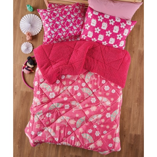 Κουβερτοπάπλωμα Παιδικό Με Sherpa Μονό Stylish Maneki Cotton Kentia (160x220) 1Τεμ