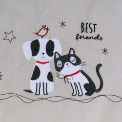 Παπλωματοθήκη Βρεφική Με Κέντημα Κούνιας Σετ Loft Friends Cotton Kentia (100x140) 2Τεμ