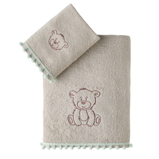 Πετσέτες Βρεφικές Με Κέντημα Σετ Loft Poope Cotton Kentia 2Τεμ