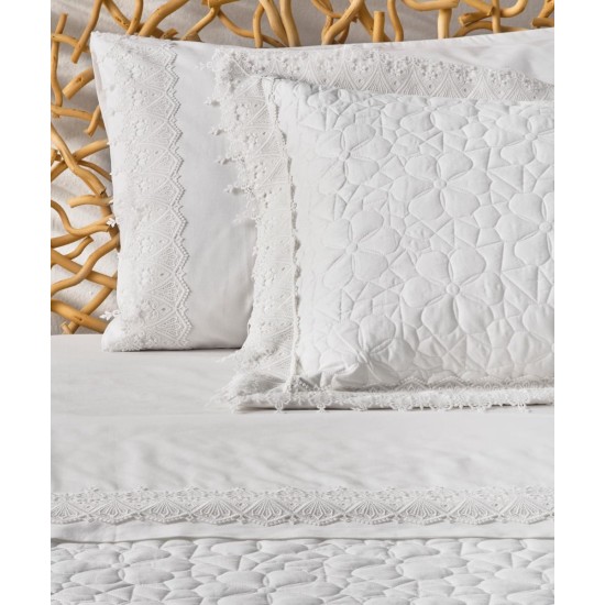 Κουβερλί Νυφικά King Size Σετ Serenity Marisol 200TC Satin Cotton Kentia (260x250) 3Τεμ