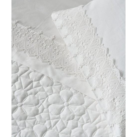 Σεντόνια Νυφικά Υπέρδιπλα Σετ Serenity Marisol 200TC Satin Cotton Kentia (240x270) 4Τεμ