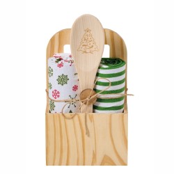 Πετσέτες Κουζίνας Χριστουγεννιάτικες Σετ Loft Snow 2520 Cotton(Σε Ξύλινη θήκη) Kentia (40x70) 3Τεμ