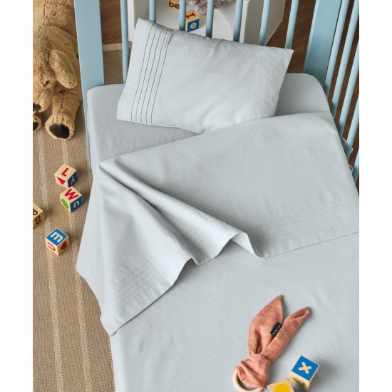 Σεντόνια Βρεφικά Κούνιας Σετ Serenity Whisper 22 Satin 300TC Cotton Kentia (120x170) 3Τεμ