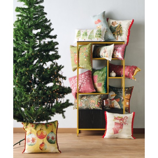 Διακοσμητικές Μαξιλαροθήκες Χριστουγεννιάτικες Σετ Loft Snow 2514 Panama Kentia (50x50) 1Τεμ