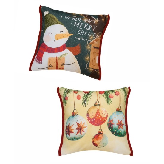 Διακοσμητικές Μαξιλαροθήκες Χριστουγεννιάτικες Σετ Loft Snow 2514 Panama Kentia (50x50) 1Τεμ