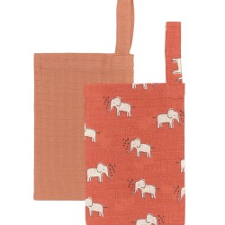Γάντια Μπάνιου Σετ Loft YN 25 Elephants Orange Cotton Kentia (15x22) 2Τεμ