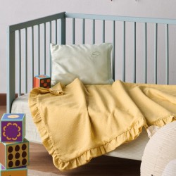 Κουβέρτα Βρεφική Αγκαλιάς Loft YN Yellow-White Με Βολάν Cotton Kentia (65x100) 1Τεμ