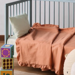 Κουβέρτα Βρεφική Αγκαλιάς Loft YN Orange Με Βολάν Cotton Kentia (65x100) 1Τεμ