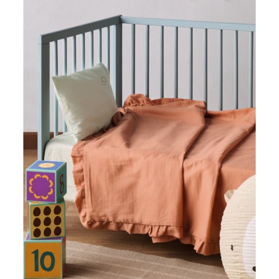 Κουβέρτα Βρεφική Αγκαλιάς Loft YN Orange Με Βολάν Cotton Kentia (65x100) 1Τεμ