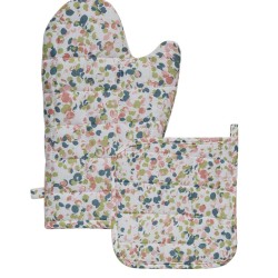 Γάντι-Πιάστρα Σετ Loft Fiorita Cotton Kentia 2Τεμ