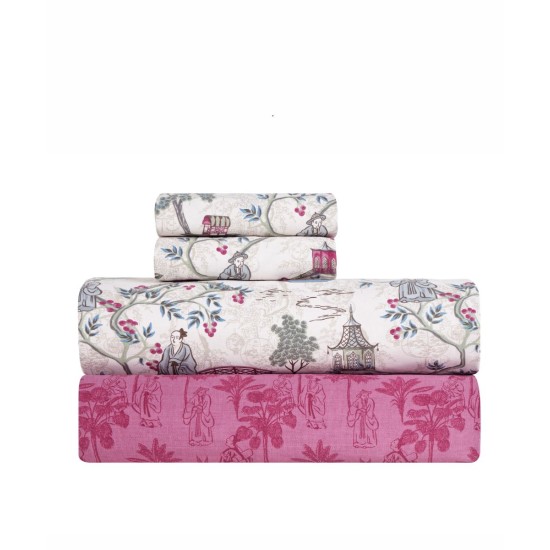 Σεντόνια Υπέρδιπλα Σετ Stylish Ugetsu 15 210TC Satin Cotton Kentia (240x270) 4Τεμ
