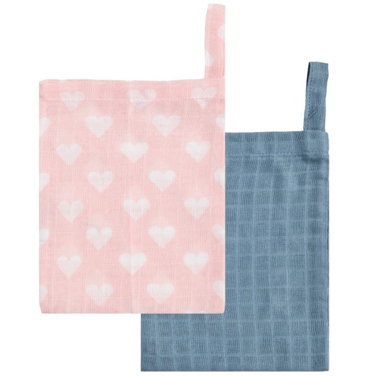 Γάντια Μπάνιου Σετ Loft YN 26 Hearts Blue Cotton Kentia 2Τεμ