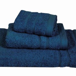Πετσέτα Χεριών Bath Plain Line Blue Grey Cotton Komvos (30x50) 1Τεμ