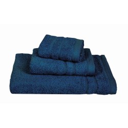 Πετσέτα Χεριών Bath Plain Line Blue Grey Cotton Komvos (30x50) 1Τεμ
