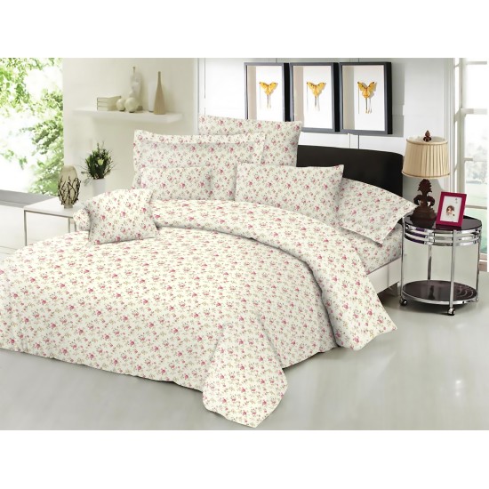 Σεντόνια Μονά Σετ Cotton Line Printed Spring Cream Komvos (100x200+22 ) Με Λάστιχο 3Τεμ