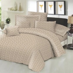 Κατωσέντονο Διπλό Cotton Line New Printed Fern Beige Komvos (150x200+22) Με Λάστιχο 1Τεμ