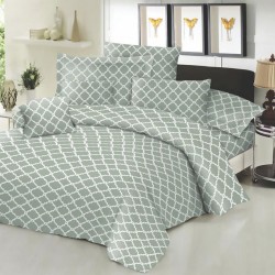 Κατωσέντονο Διπλό Cotton Line New Printed Montana Olive Komvos (150x200+22) Με Λάστιχο 1Τεμ