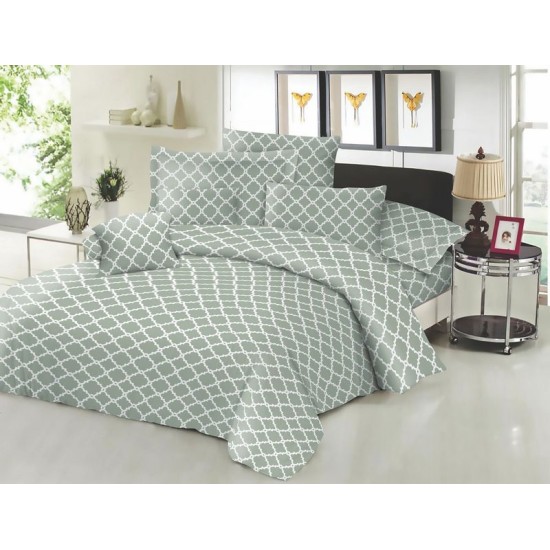Κατωσέντονο Διπλό Cotton Line New Printed Montana Olive Komvos (150x200+22) Με Λάστιχο 1Τεμ