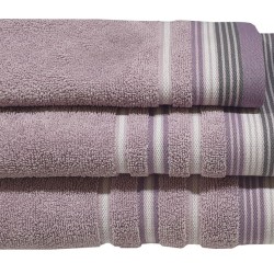 Πετσέτα Προσώπου Pennie Satin Stripe Lilac Cotton Komvos (50x90) 1Τεμ