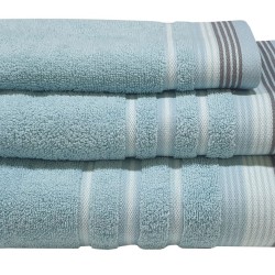 Πετσέτα Προσώπου Pennie Satin Stripe Petrol Cotton Komvos (50x90) 1Τεμ