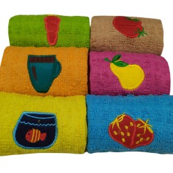 Ποτηρόπανα Σετ Πετσετέ Με Κέντημα Multy Colors Cotton Komvos (40x60) 6Τεμ