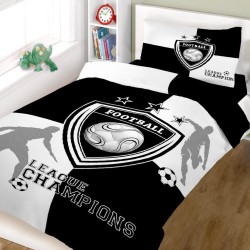 Σεντόνια Μονά Σετ Kids Line Cotton Champions Black-White Komvos (160x240) 3Τεμ
