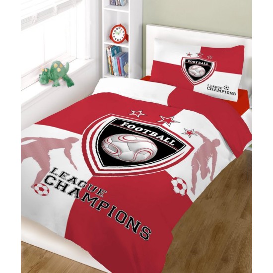 Σεντόνια Μονά Σετ Kids Line Cotton Champions Red-White Komvos (160x240) 3Τεμ