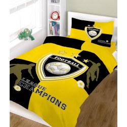 Σεντόνια Μονά Σετ Kids Line Cotton Champions Yellow-Black Komvos (160x240) 3Τεμ