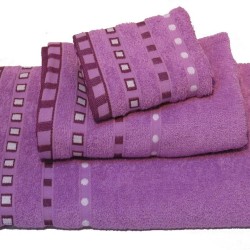 Πετσέτες Σετ Dots - Stripe Lilac Jacquard Cotton Komvos 3Τεμ