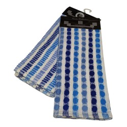 Ποτηρόπανα Σετ Kitchen Luxury Blue Cotton Komvos (45x65) 2Τεμ