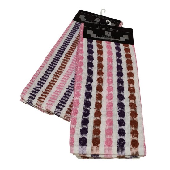 Ποτηρόπανα Σετ Kitchen Luxury Pink Cotton Komvos (45x65) 2Τεμ