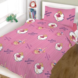 Σεντόνια Μονά Σετ Kids Line Cotton Shopping Girl Komvos (100x200+20 ) Με Λάστιχο 3Τεμ