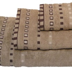Πετσέτα Προσώπου Dots - Stripe Beige Jacquard Cotton Komvos (50x90) 1Τεμ