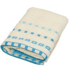 Πετσέτα Προσώπου Dots - Stripe Cream-Turquoise Jacquard Cotton Komvos (50x90) 1Τεμ