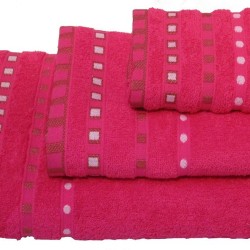 Πετσέτα Χεριών Dots - Stripe Fuchsia Jacquard Cotton Komvos (30x50) 1Τεμ