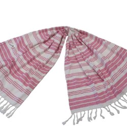Πετσέτα Παρεό Beach Towels Δύο Όψεων Ροζ Ρίγες Cotton Komvos (90x180) 1Τεμ