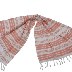 Πετσέτα Παρεό Beach Towels Δύο Όψεων Σομόν Ρίγες Cotton Komvos (90x180) 1Τεμ