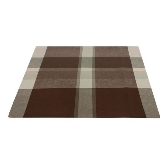 Τραπεζομάντηλο Υφαντό Loneta Καρό Brown-Beige Polycotton Komvos (140x140) 1Τεμ