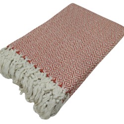 Ριχτάρι Διθέσιου Throws Diamond Red Polycotton Komvos (190x250) 1Τεμ