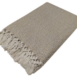 Ριχτάρι Διθέσιου Throws Diamond Beige Polycotton Komvos (190x250) 1Τεμ