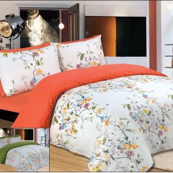 Σεντόνια Μονά Σετ Premium Flowers Peach Cotton Le Blanc (100x200+33 ) Με Λάστιχο 3Τεμ