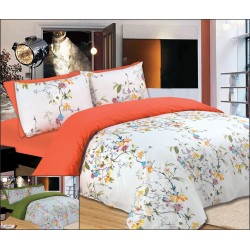 Σεντόνια Μονά Σετ Premium Flowers Peach Cotton Le Blanc (100x200+33 ) Με Λάστιχο 3Τεμ