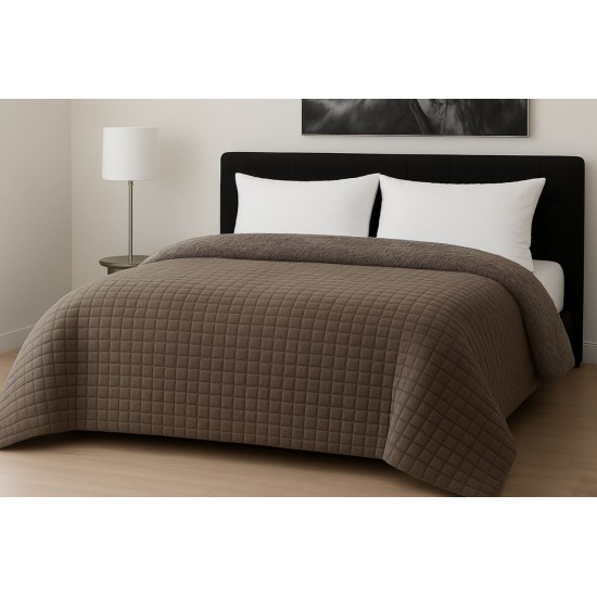 Κουβερτοπάπλωμα Διπλό Flannel Comfort Rib Cut Moka Le Blanc (200x240) 1Τεμ