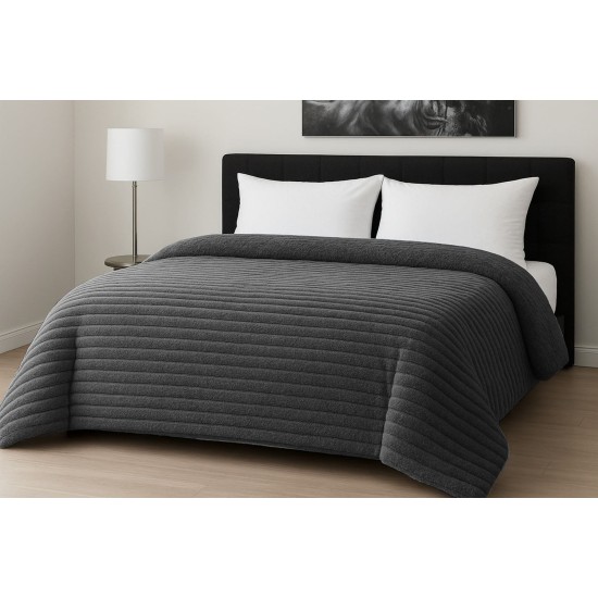 Κουβερτοπάπλωμα Υπέρδιπλο Flannel Comfort Rib Dark Grey Le Blanc (220x240) 1Τεμ